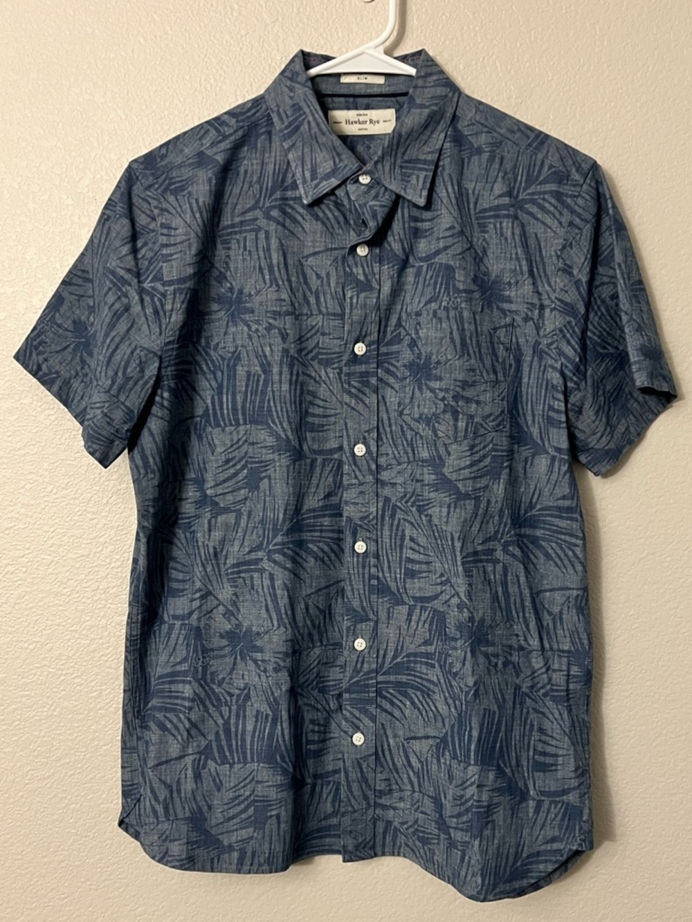 NWOT Hawker Rye Men’s Blue Short-Sleeve Button-Down Shirt | Slim Fit | Size M
